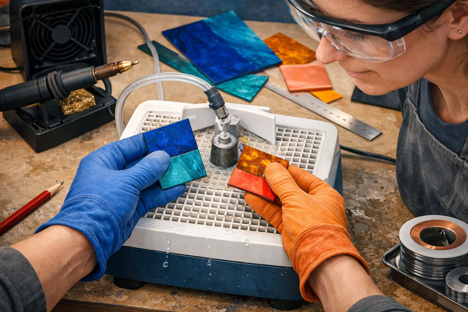 Illustration of step 1: Step 1: Decide which glass sizes you actually use Measure the typical pieces in your pattern and determine whether a compact grid will support them securely.