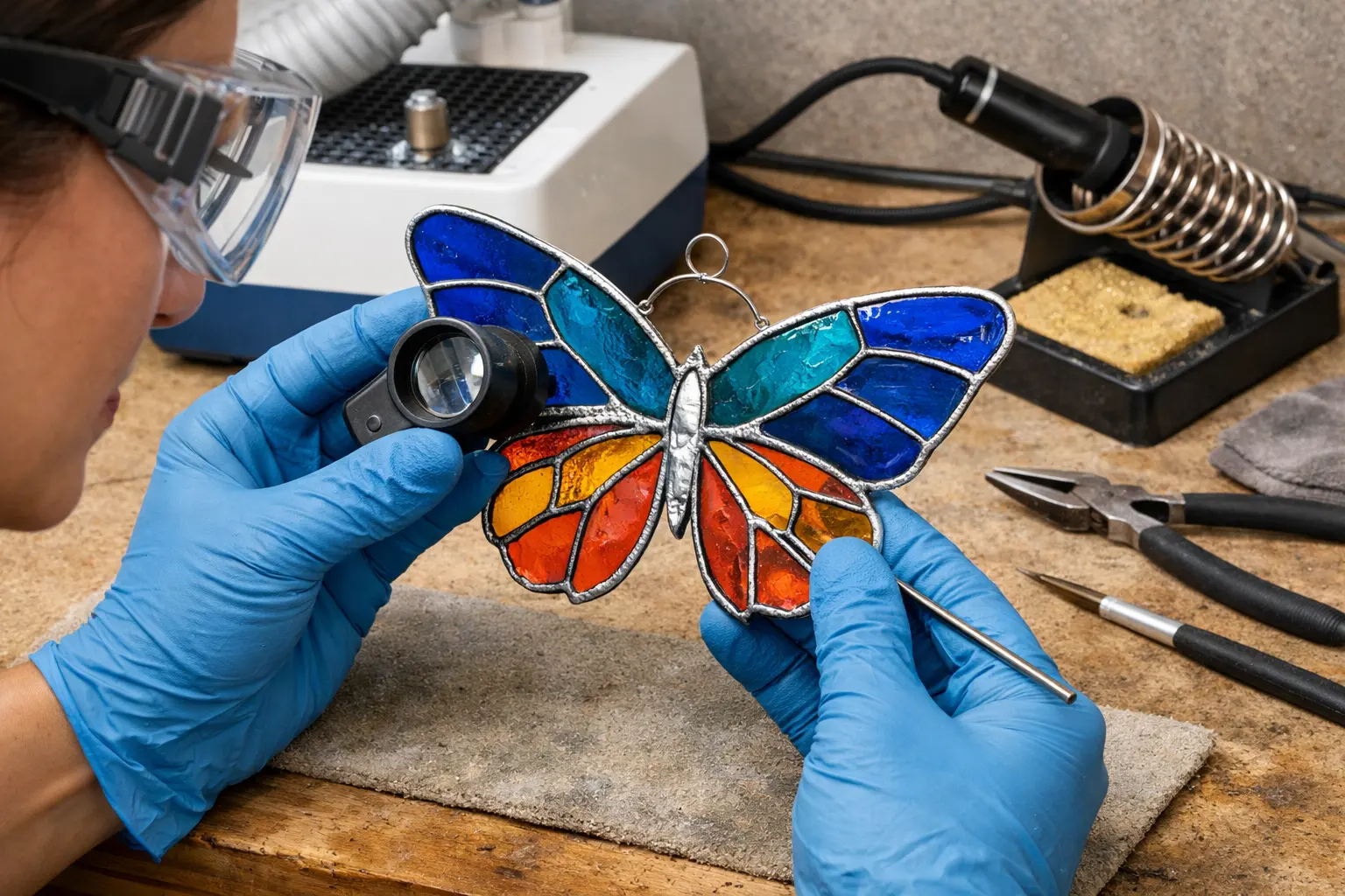 Illustration of step 7: Step 7: Cool, clean and inspect the hanging piece Look for cracks, loose foil, sharp metal and unbalanced weight before display.
